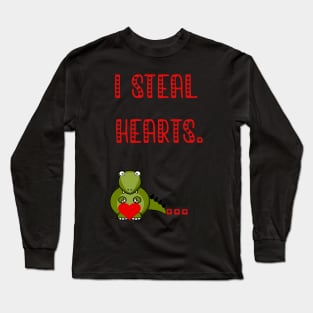 I i Steal Hearts Trex Dino Cute Baby Boy Valentines Day Gift 2021 Long Sleeve T-Shirt